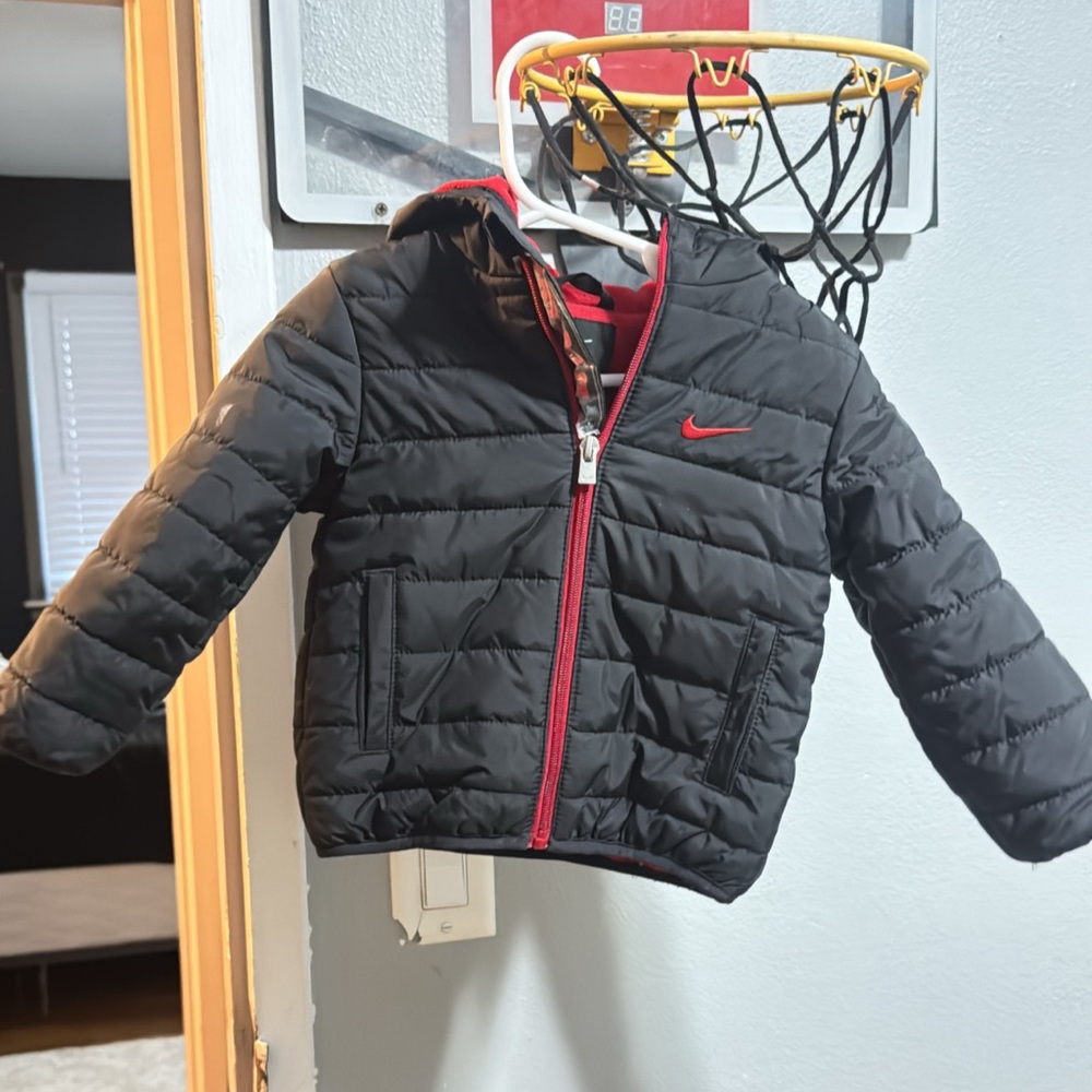 Nike Toddler Black and Red Puffer Jacket